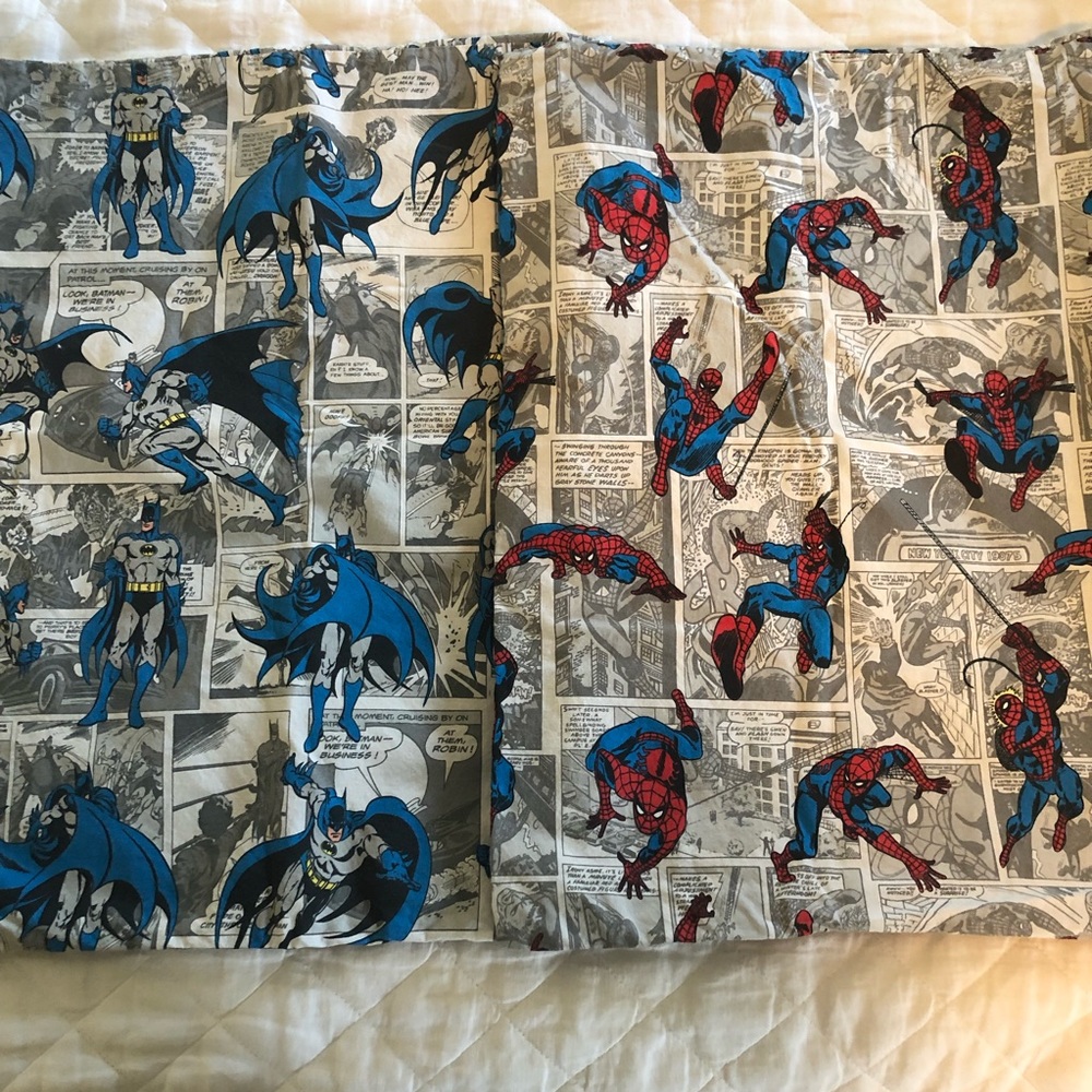 2 Pottery Barn Kids Standard Pillowcases Batman Spider-Man